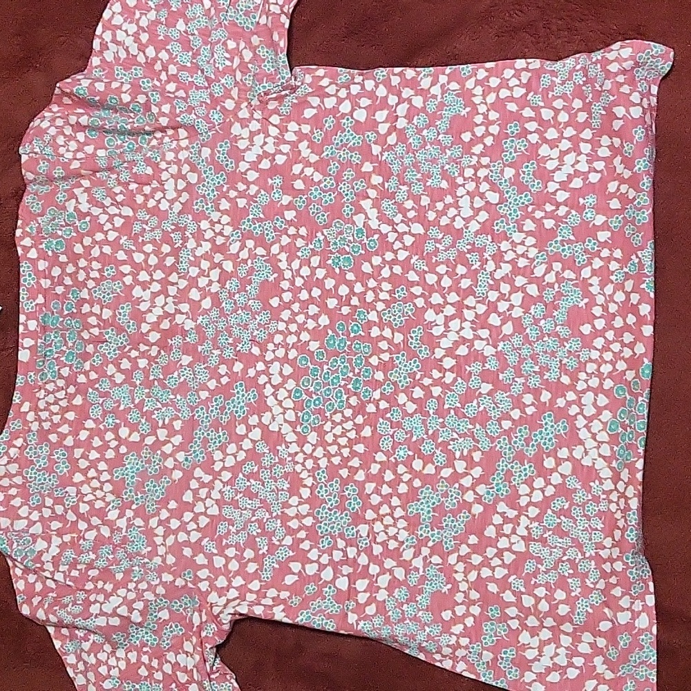 Talbot's Split Neck Floral Print Tee Shirt - Picture 6 of 7
